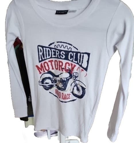 Kidtopia Boys Long Sleeve Medium T Shirt, Motorcycle Design RN#91523 - Thumbnail 3