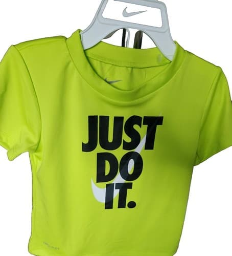 Nike Boys' Vapor Dri-Fit Graphic Short Sleeve T-Shirt, Neon Green, 24 Months. - Image 1