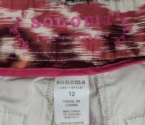Sonoma Womens Shorts Plus Size 12 Magenta Striped Stretch Cheeky Classic Chino. - Thumbnail 5
