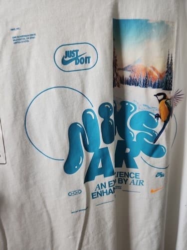 Nike Bubble Air T-Shirt Mens Medium Short Sleeve Crew Neck Graphic Swoosh White - Thumbnail 3