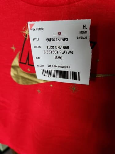 Nike Boys 18 Months T-Shirt Short Sleeve Tee Red Gold Graphic Printed Logo. - Thumbnail 2