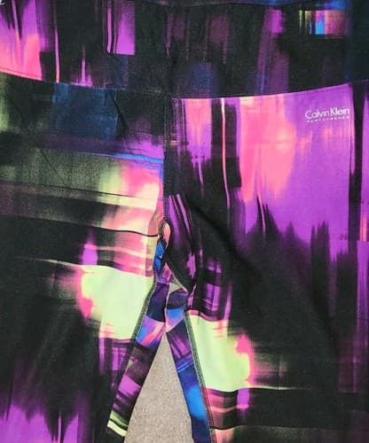 Calvin Klein Performance Women's Size XS Quick-Dry Workout Crop Colorful Pants - Thumbnail 3