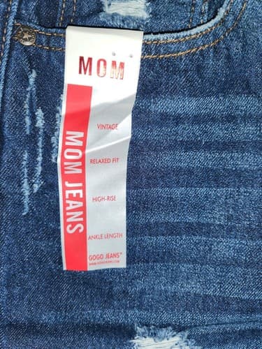 Women’s Jeans GOGÓ JEANS High-rise Destroyed Mom Relaxed Fit Blue Size 13/14 - Thumbnail 4