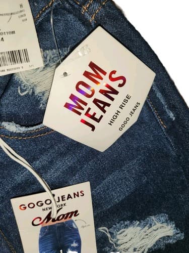 Women’s Jeans GOGÓ JEANS High-rise Destroyed Mom Relaxed Fit Blue Size 13/14 - Thumbnail 6