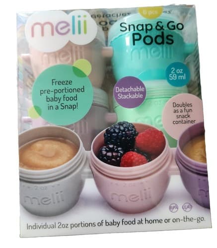 Melii Snap & Go Baby Food Freezer Storage Containers & Snack Containers-Set of 6 - Image 1