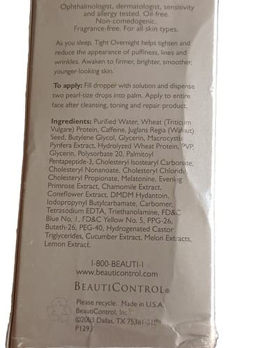 Tight Overnight Time Firming Solution by BeautiControl .6oz/17.5ml."Old Stock".. - Thumbnail 5