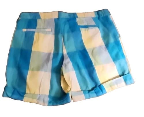 Faded Glory Ultra Aqua Plaid Shorts Size 10 Women Check Pockets Cuffed Hem. - Thumbnail 4