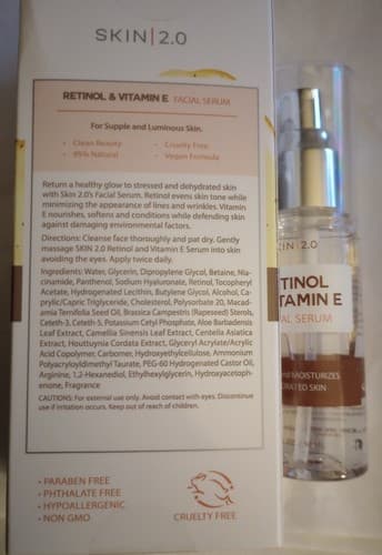 Skin 2.0 Retinol & Vitamin E Facial Serum Anti Aging 1.69oz ,New In Box - Thumbnail 2