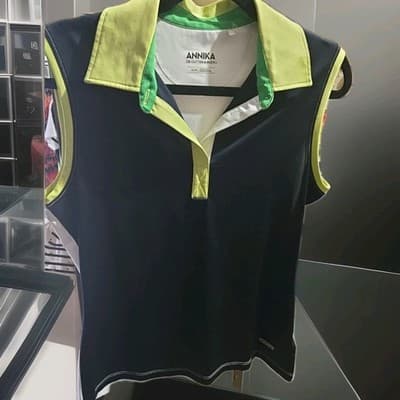 Annika Cutter & Buck Womens Tank Top Size Medium Blue Green Diamonds Sleeveless - Thumbnail 2