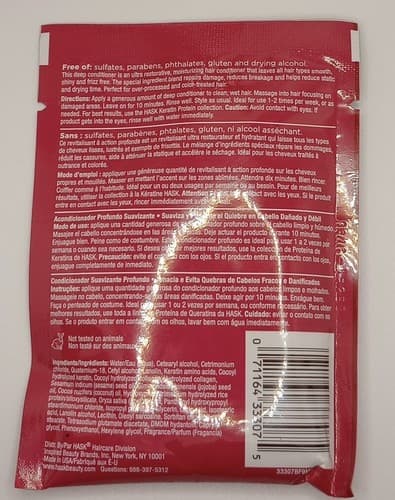 Hask KERATIN PROTEIN Smoothing Deep Conditioner- Lot of 2 Pks: 1.75 oz each. NEW - Thumbnail 2