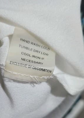 Women's Tweed-Trim Button-Front Shirt Blue/Green Flowers Size Medium. - Thumbnail 8