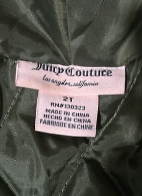 Juicy Couture Toddler 2t Puffer Vest Jacket Olive Green Faux Fur Hood Pockets. - Thumbnail 4