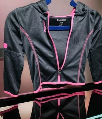 Reebok Little Girls Hoodie Size 24 Months Grey Pink Lightweight .
