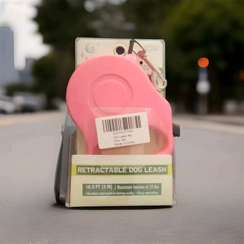 Retractable Dog Leash Pink 16.5 Feet / 5m Tape Weight Limit 33lbs