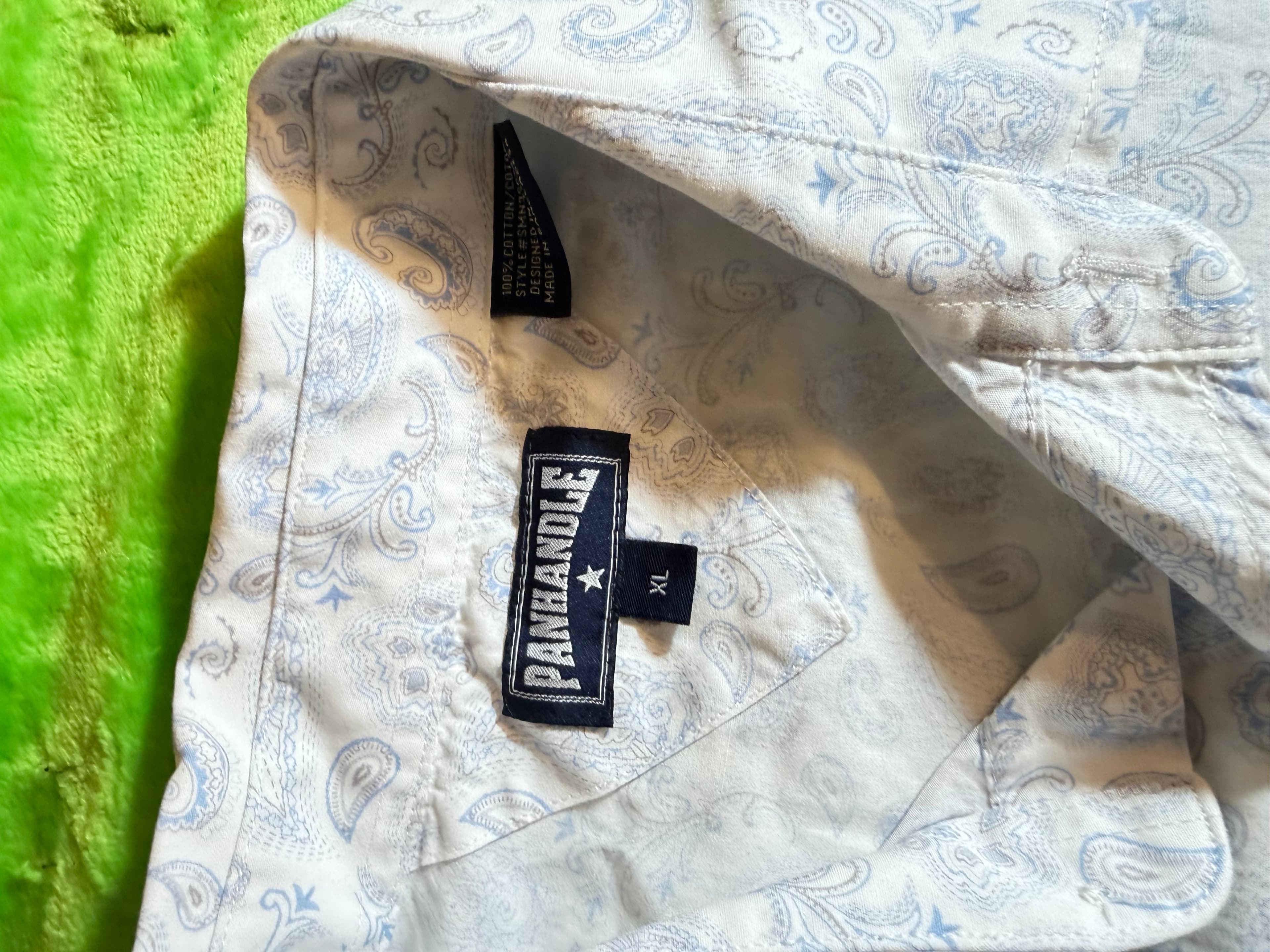 Panhandl Western Pearl Snap Shirt Mens XL Blue Paisley Cowboy Rodeo Short Sleeve - Thumbnail 3