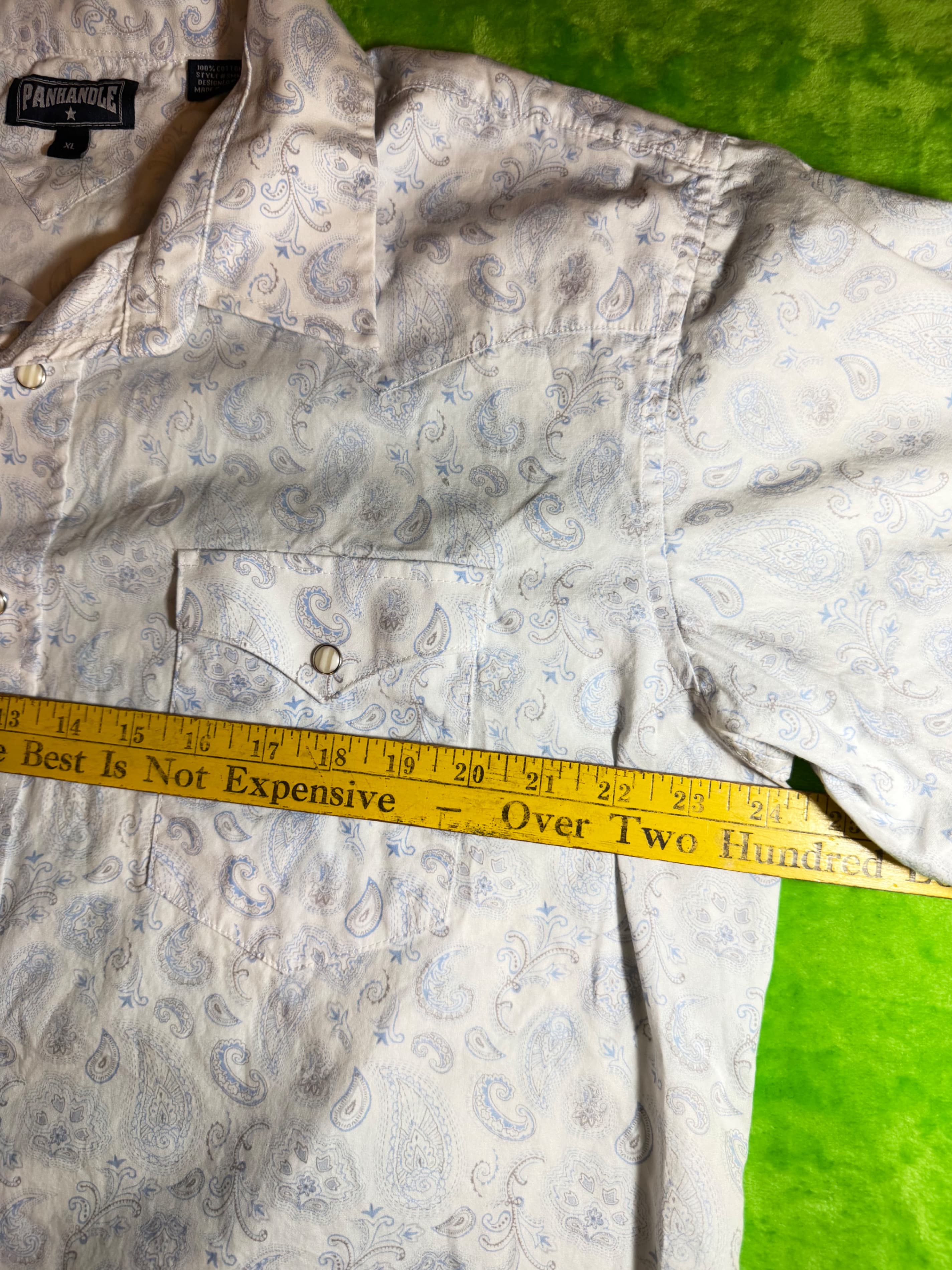 Panhandl Western Pearl Snap Shirt Mens XL Blue Paisley Cowboy Rodeo Short Sleeve - Thumbnail 7