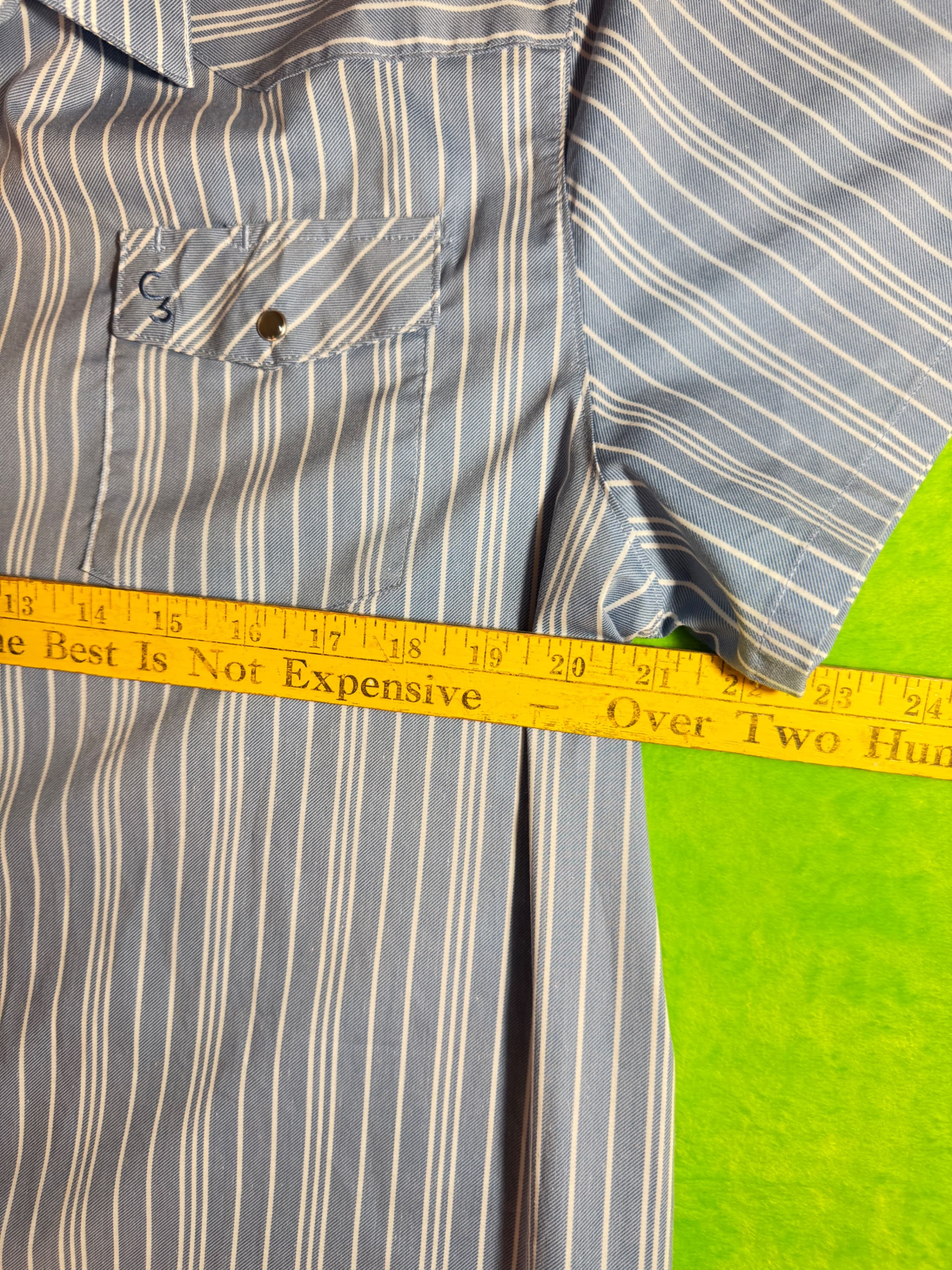 Cowkid Clothing Co Mens L Western Pearl Snap Shirt Blue Stripe Cowboy Rodeo - Thumbnail 6