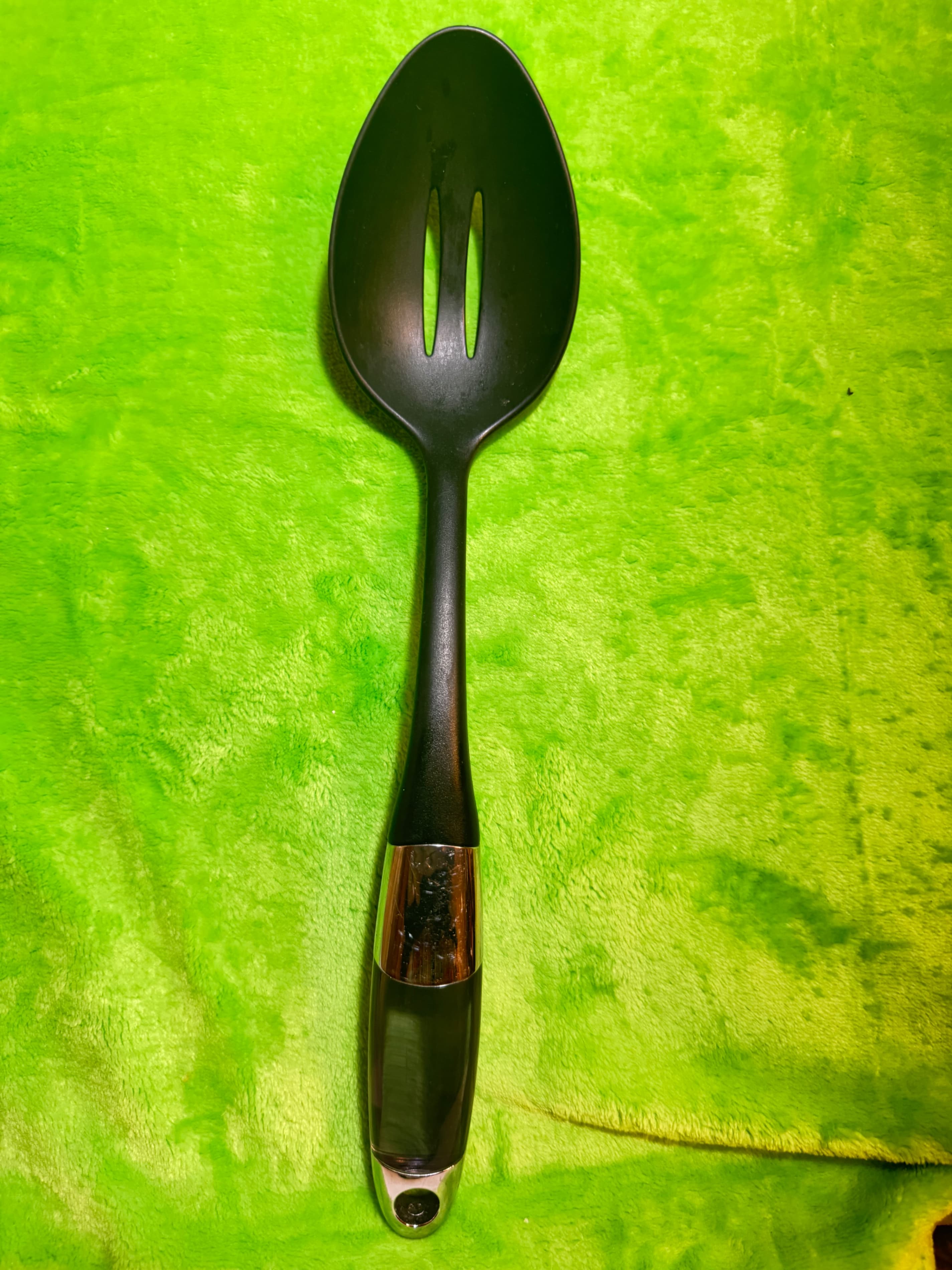Black Serving Spoon with Silver Accents - Image 1