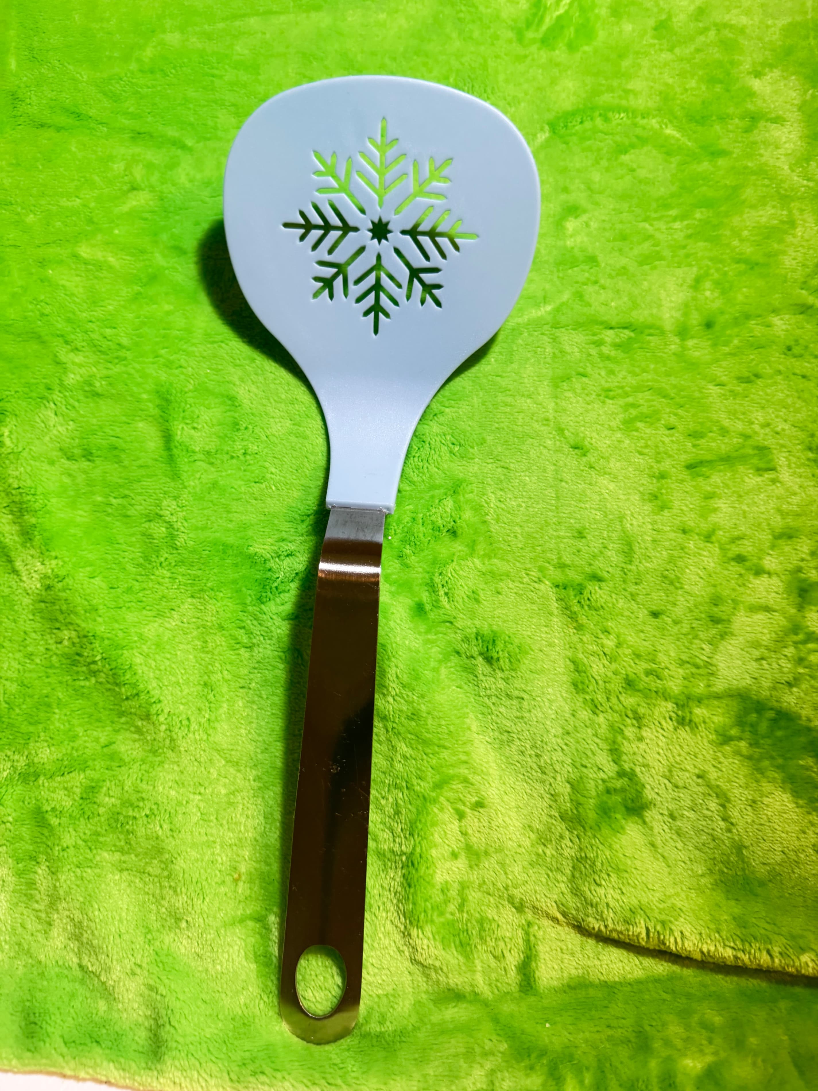 Snowflake Spatula Kitchen Tool Blue Silicone Handle Stainless Steel - Image 1