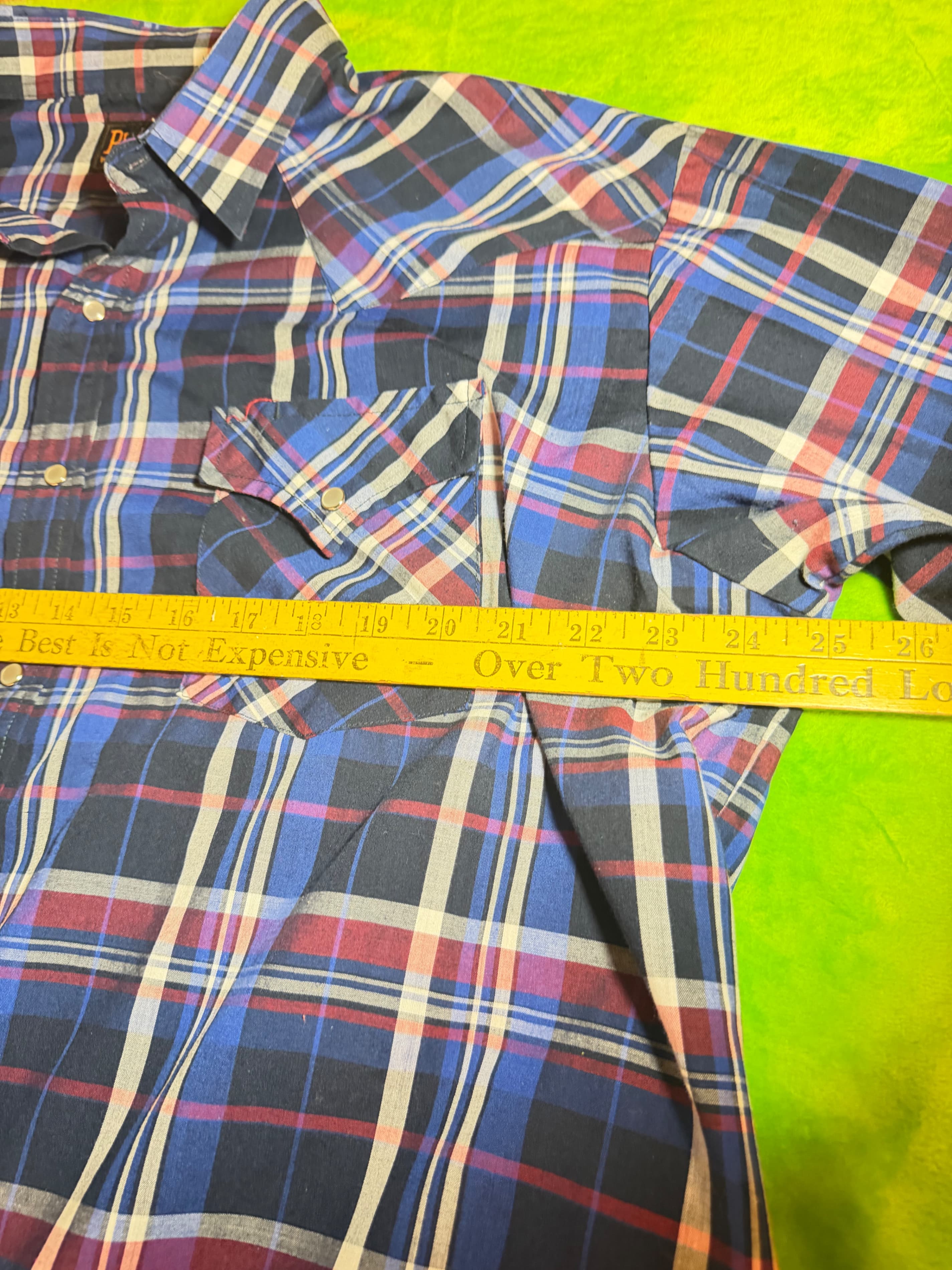 Plains Western Wear Pearl Snap Shirt Mens XL Blue Red Plaid Cowboy Rodeo LS - Thumbnail 6