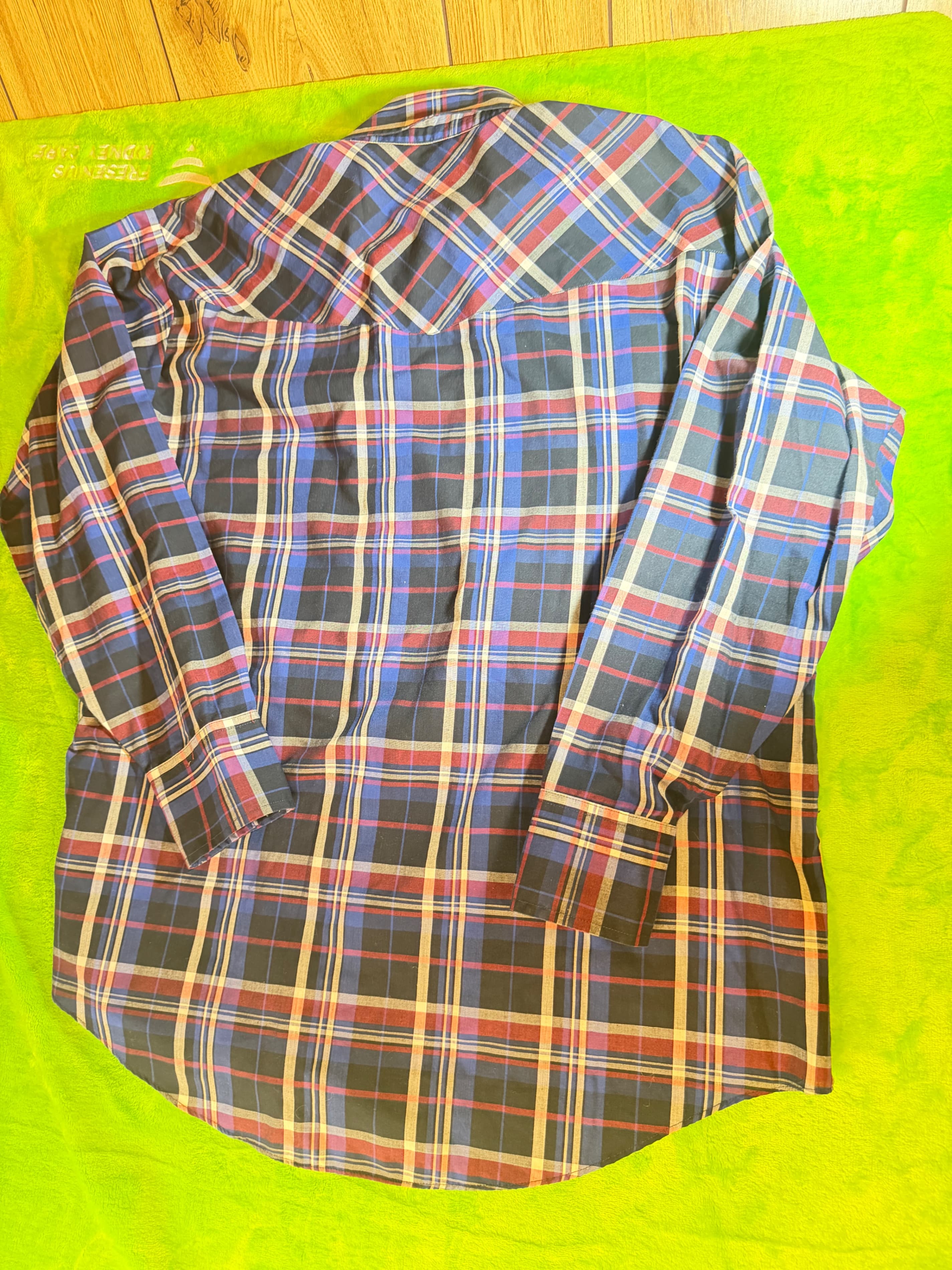 Plains Western Wear Pearl Snap Shirt Mens XL Blue Red Plaid Cowboy Rodeo LS - Thumbnail 2