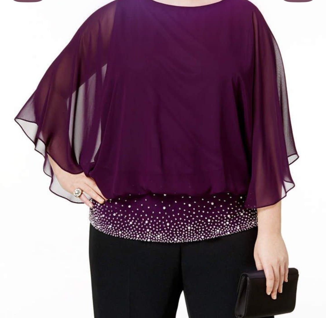 MSK Embellished Chiffon Blouse Purple - Image 1