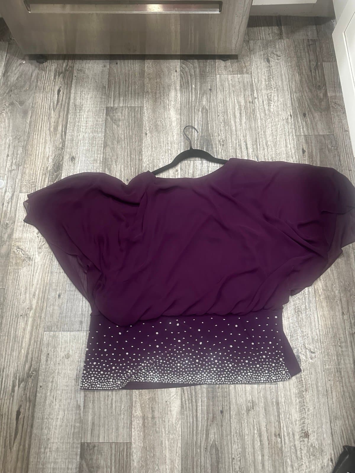 MSK Embellished Chiffon Blouse Purple - Thumbnail 10