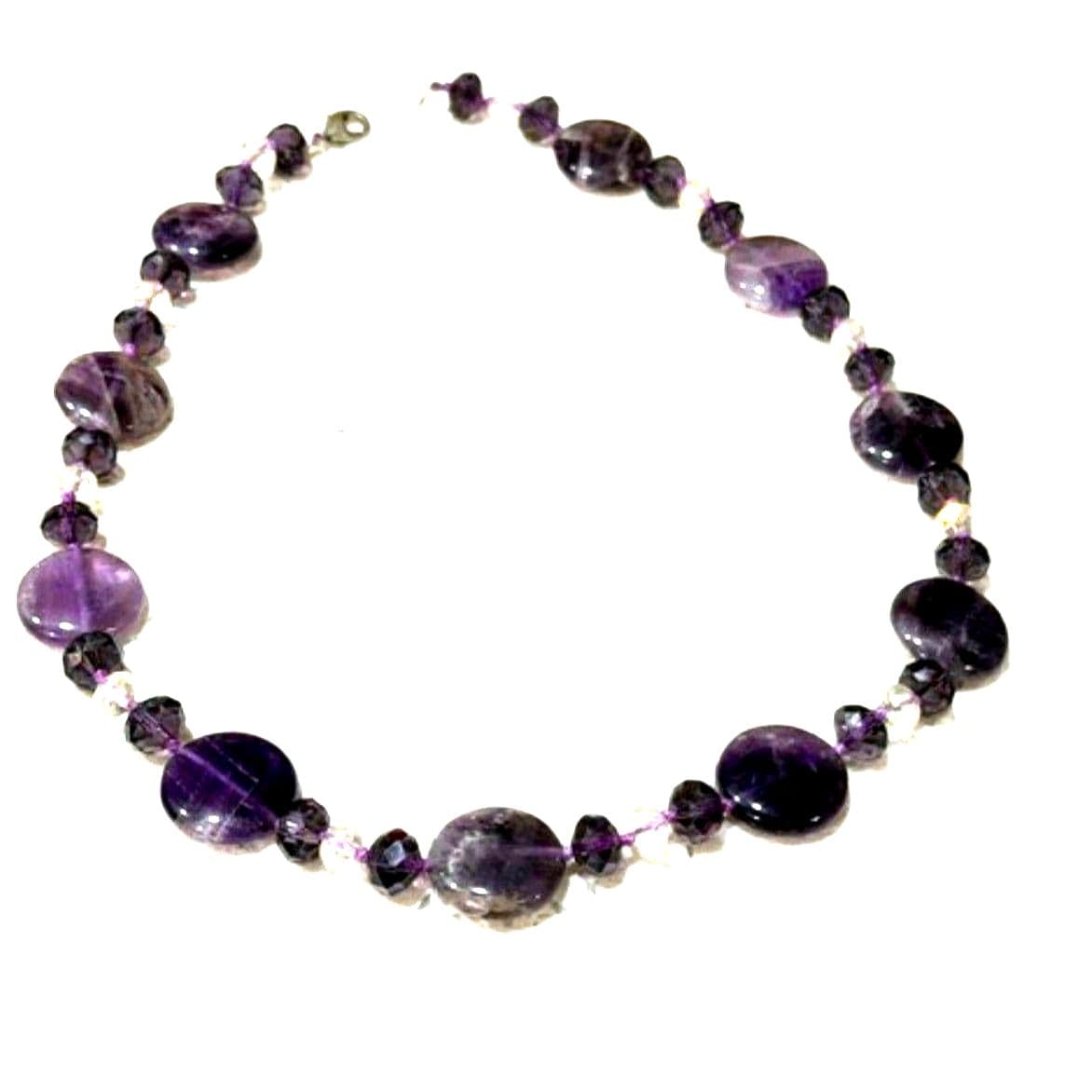 Amethyst Purple Beaded Necklace Graduated Bead Statement Necklace - Thumbnail 4