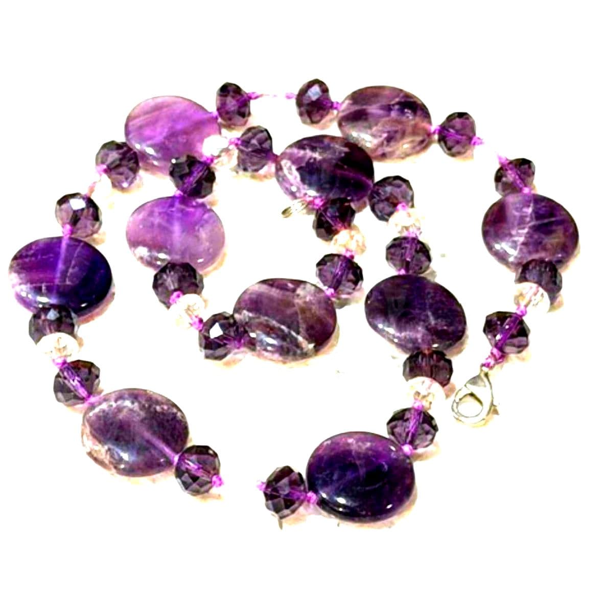 Amethyst Purple Beaded Necklace Graduated Bead Statement Necklace - Image 1