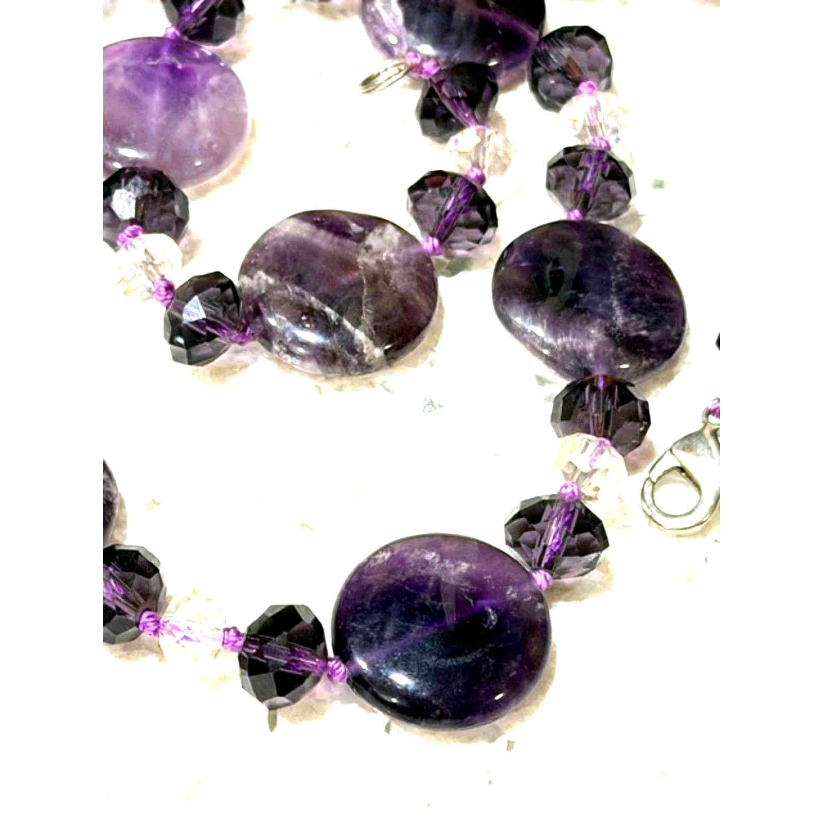 Amethyst Purple Beaded Necklace Graduated Bead Statement Necklace - Thumbnail 5