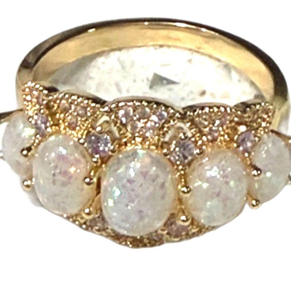 Beautiful Synthetic Opal Cluster Ring Hypoallergic - Image 1