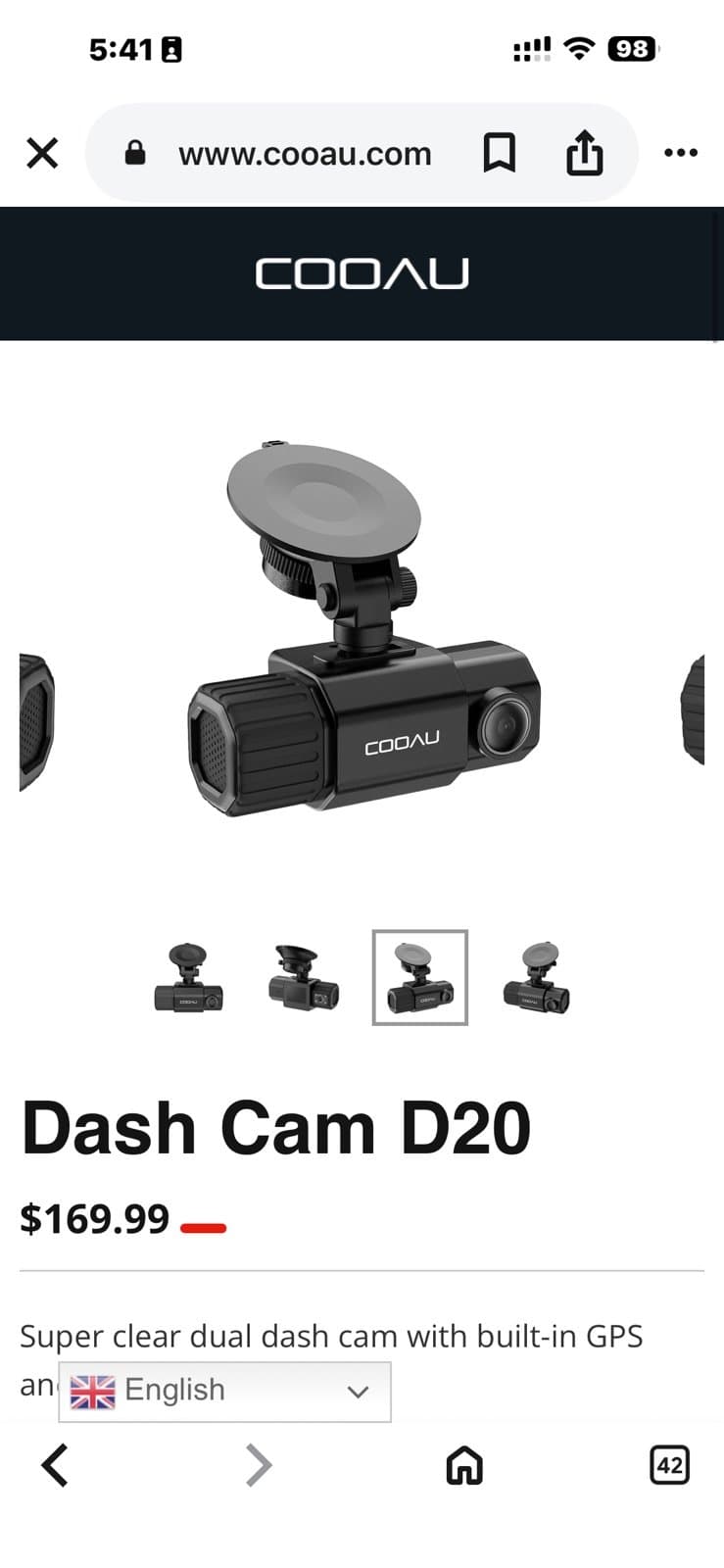 COOAU Dual Dash Cam Front and Inside, Built-in GPS and WI-FI - Thumbnail 6