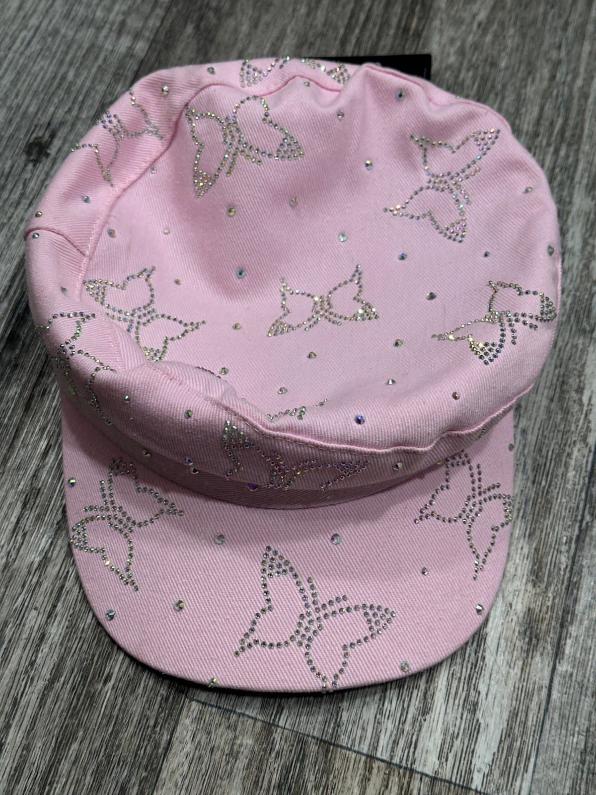 CG New York RHINESTONE BLING BUTTERFLY WOMEN'S HAT BALL CAP PINK - Image 1