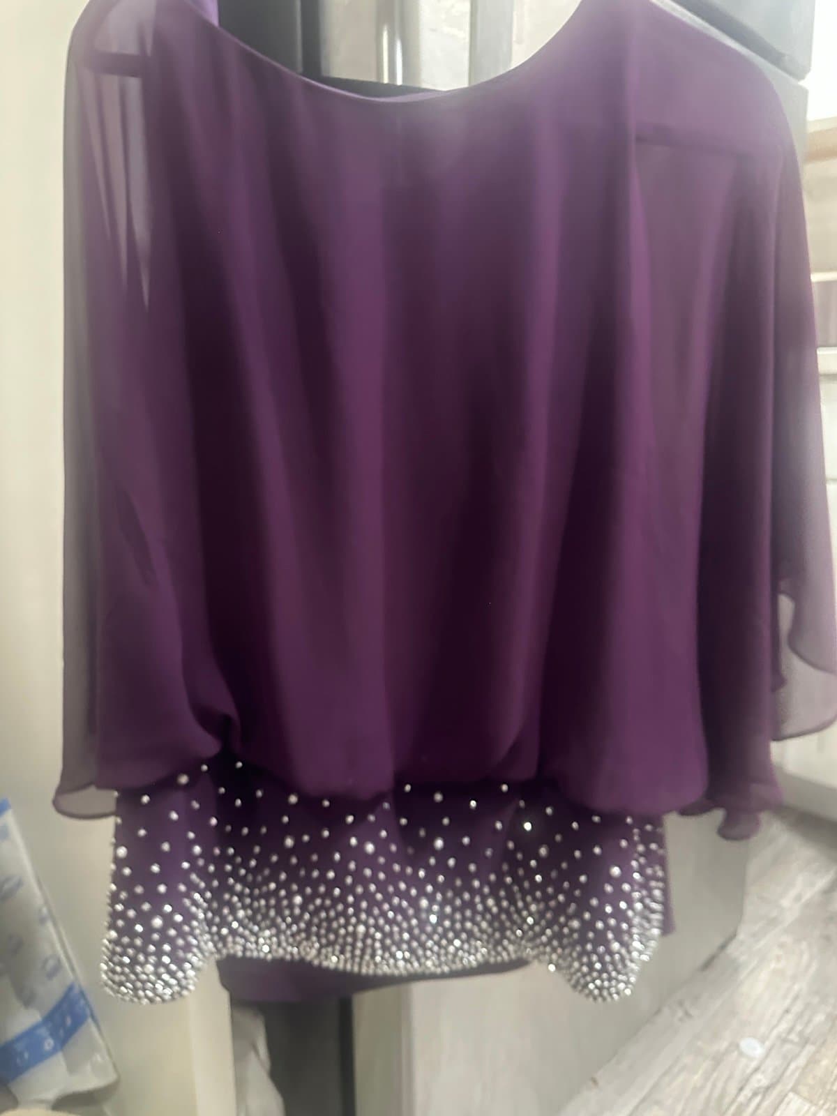 MSK Embellished Chiffon Blouse Purple - Thumbnail 3