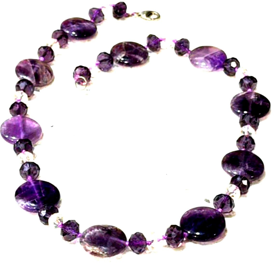 Amethyst Purple Beaded Necklace Graduated Bead Statement Necklace - Thumbnail 2