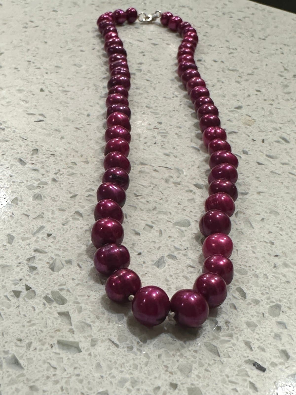Natural south sea genuine red purple round pearl necklace - Thumbnail 3