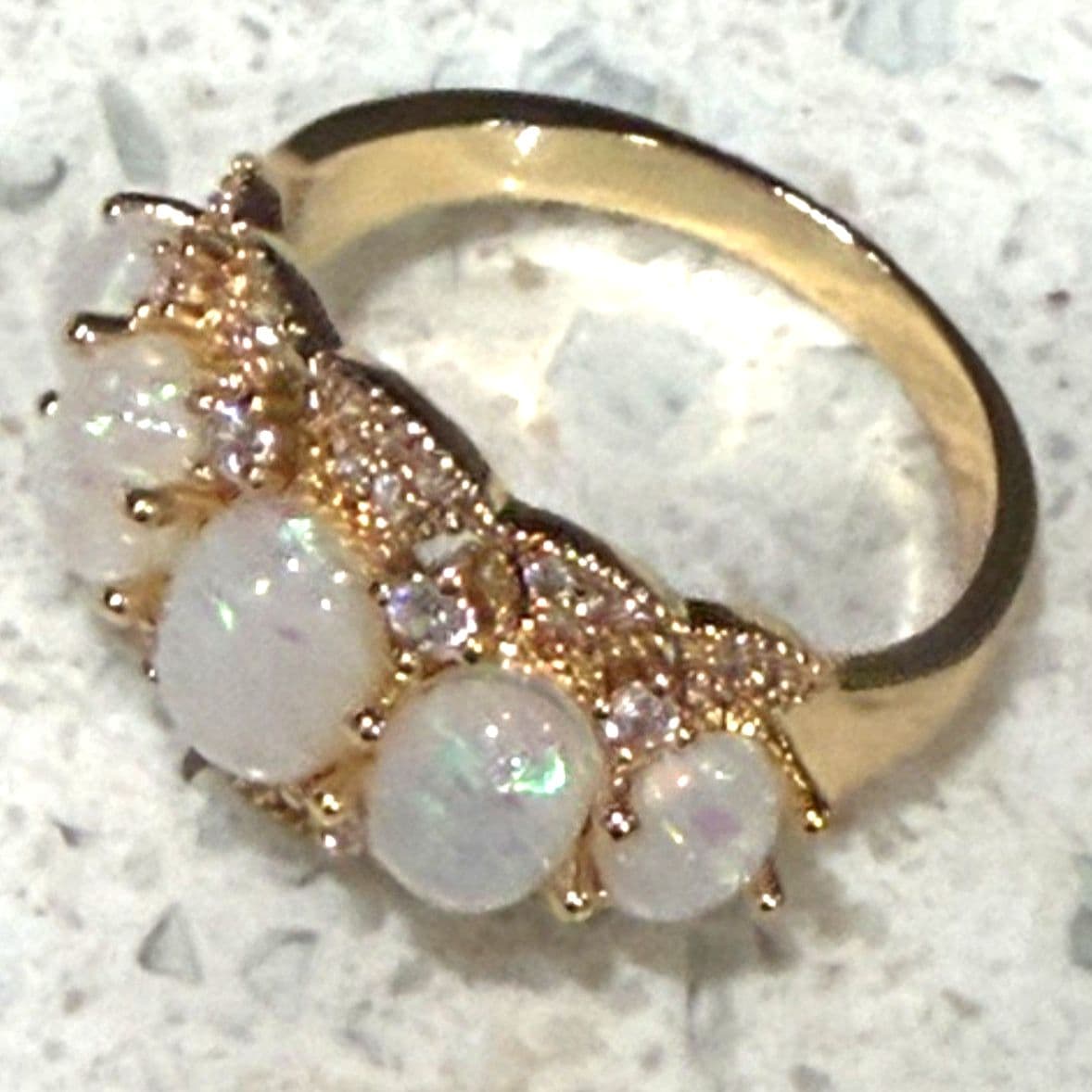 Beautiful Synthetic Opal Cluster Ring Hypoallergic - Thumbnail 7