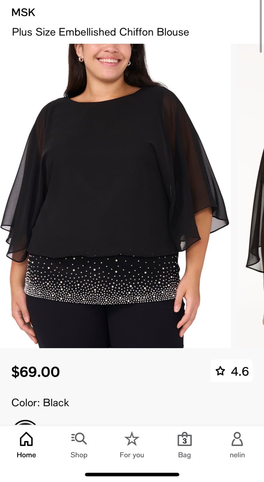 MSK Embellished Chiffon Blouse Purple - Thumbnail 5