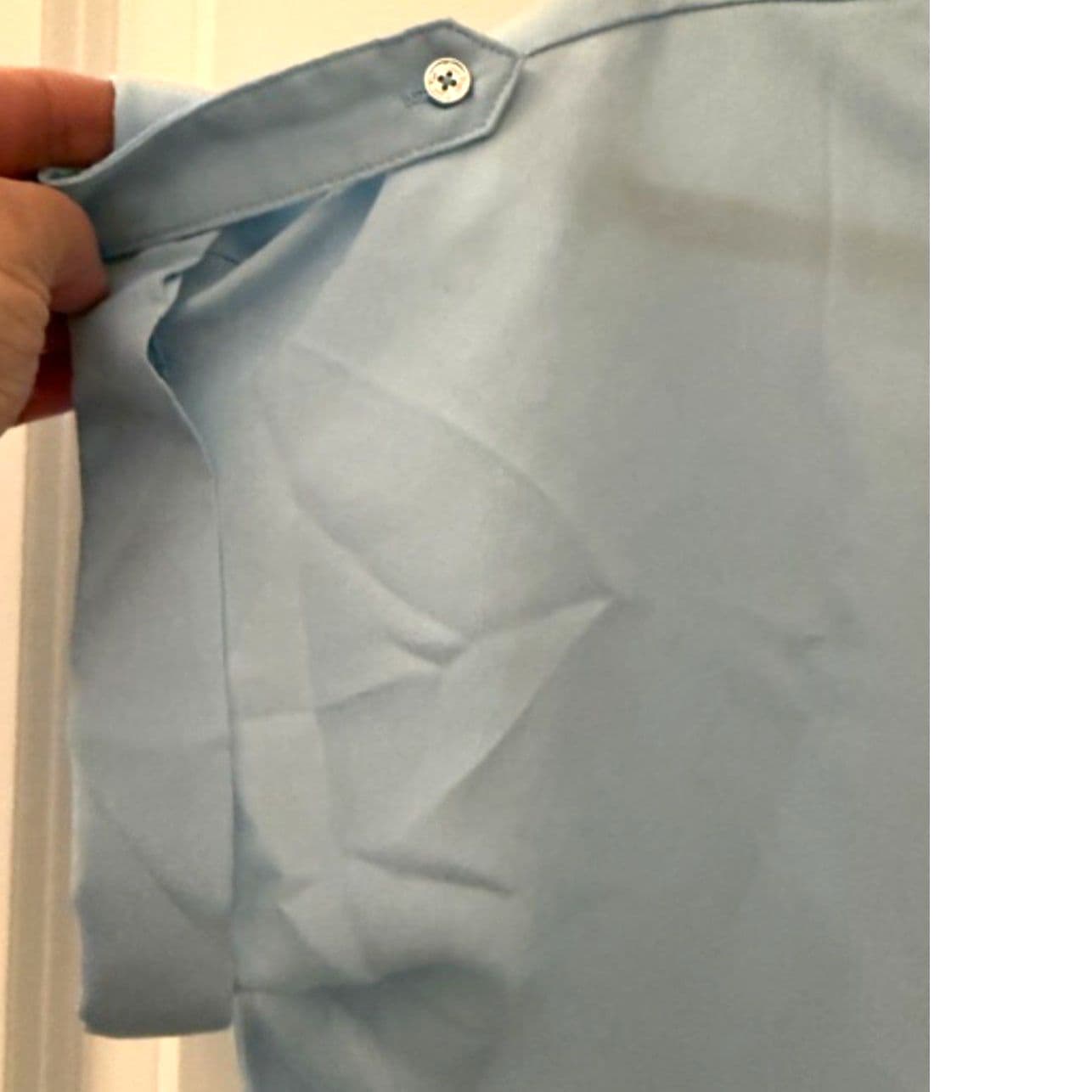 Calvin Klein Blouse Size M Light Blue Keyhole Short Sleeve Top Roll Tab Sleeve - Thumbnail 5