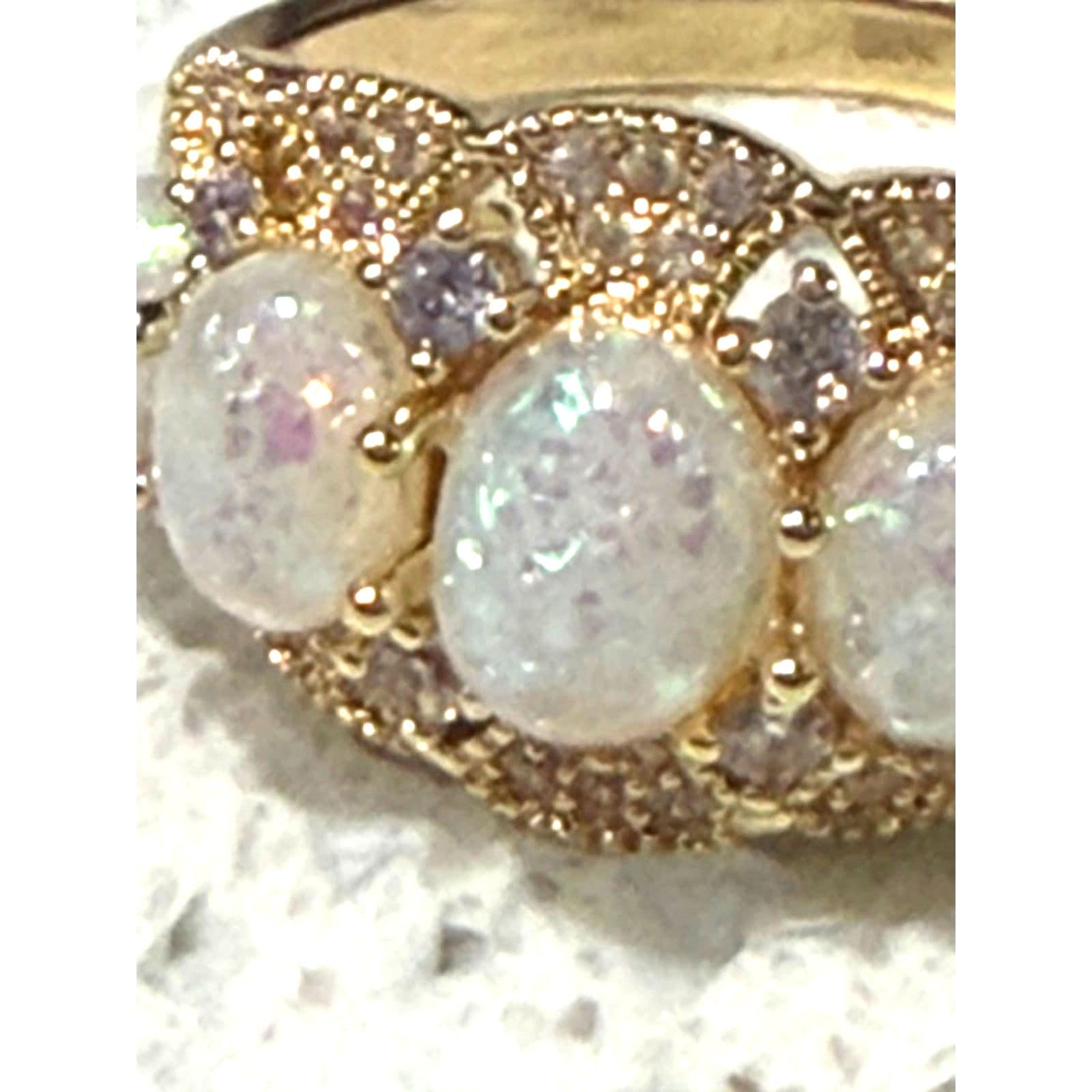 Beautiful Synthetic Opal Cluster Ring Hypoallergic - Thumbnail 4