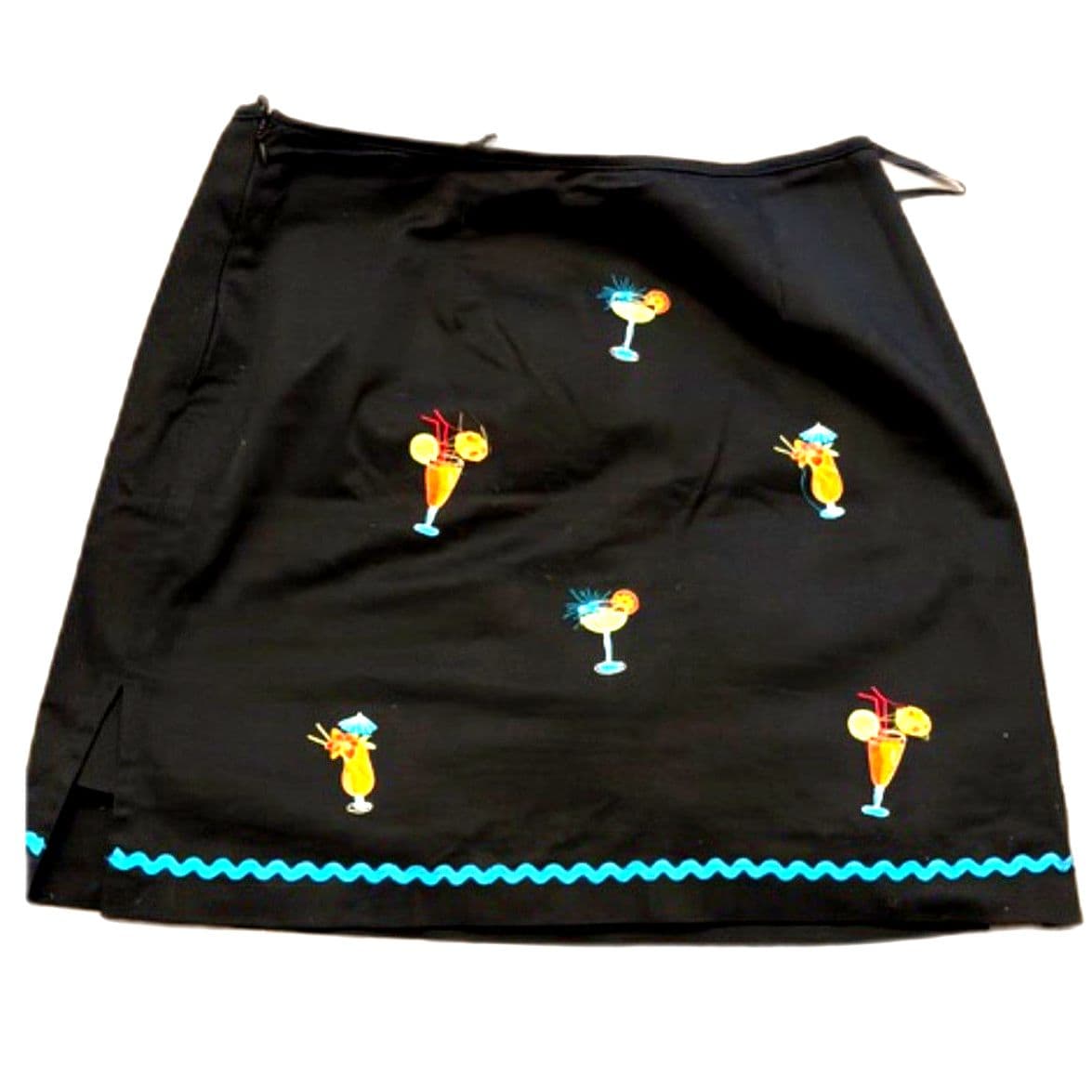 Bamboo Traders Skort Size 8 Black Embroidered Cocktail Tropical Skirt Shorts - Thumbnail 2
