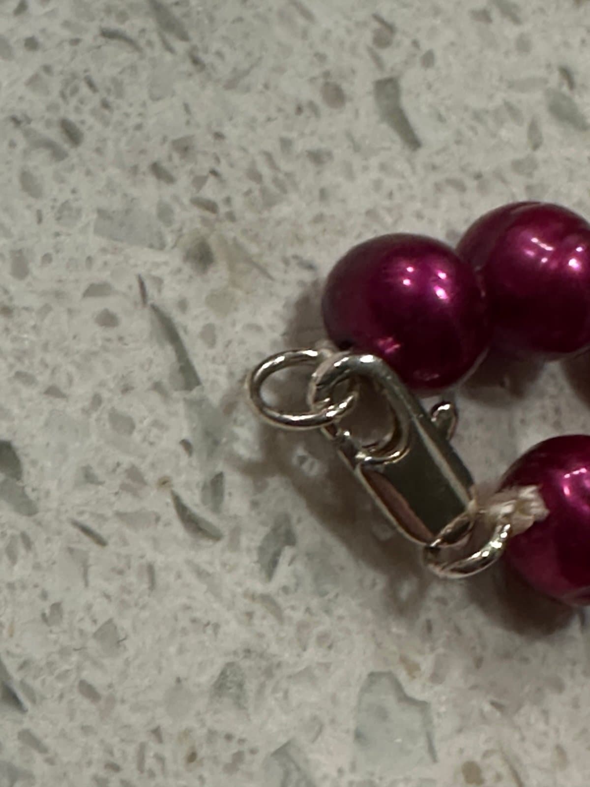 Natural south sea genuine red purple round pearl necklace - Thumbnail 9