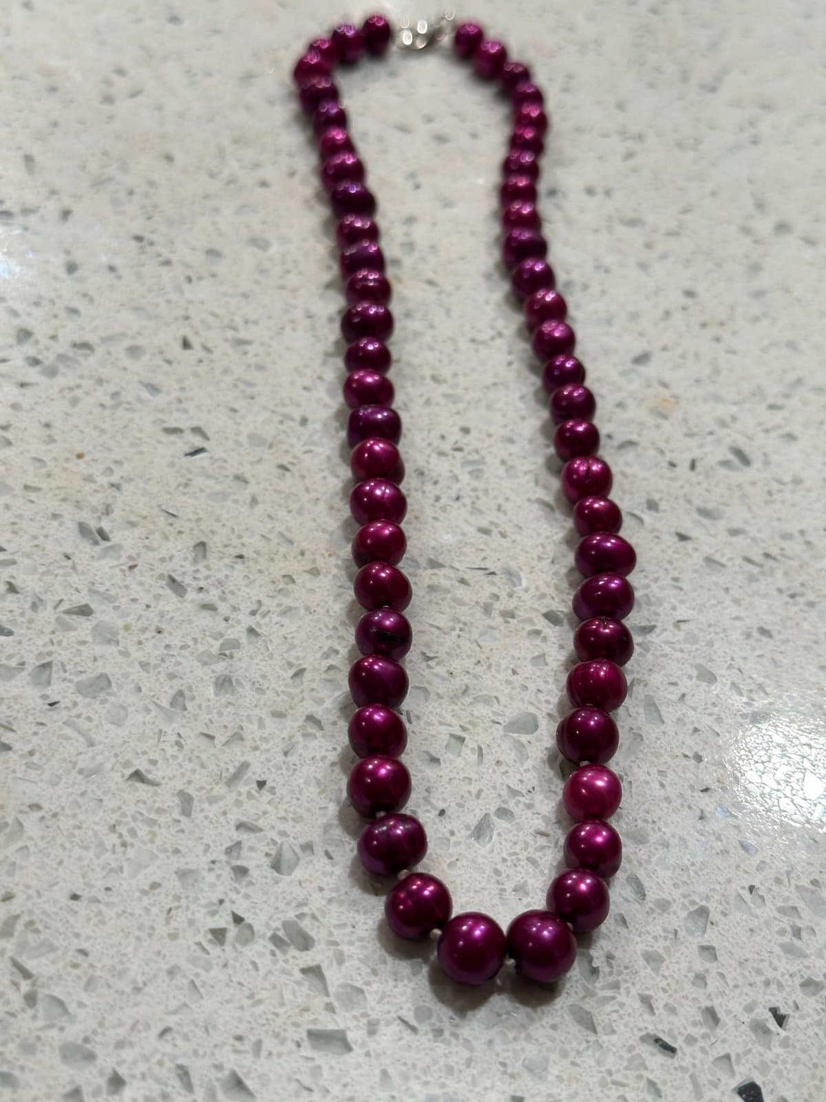 Natural south sea genuine red purple round pearl necklace - Thumbnail 8