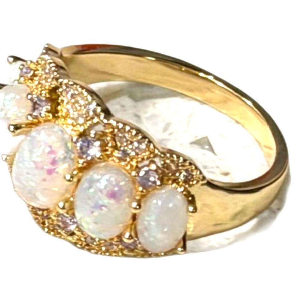 Beautiful Synthetic Opal Cluster Ring Hypoallergic - Thumbnail 5