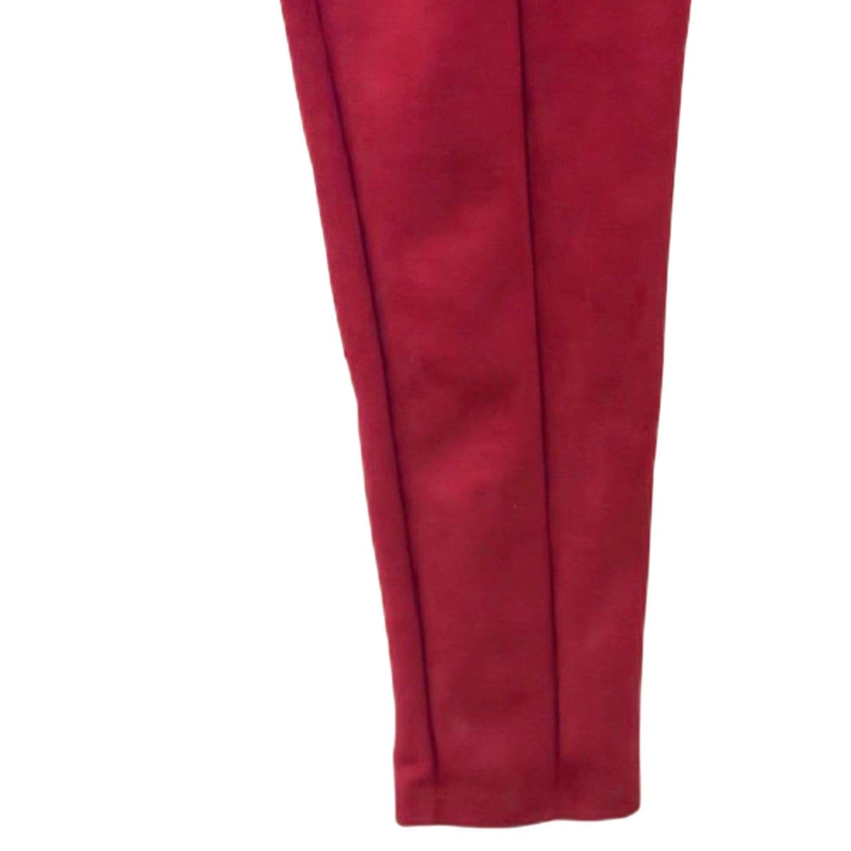Trinity Faux Suede Pants Size M Burgundy Slim Fit Stretch Pull On - Thumbnail 5