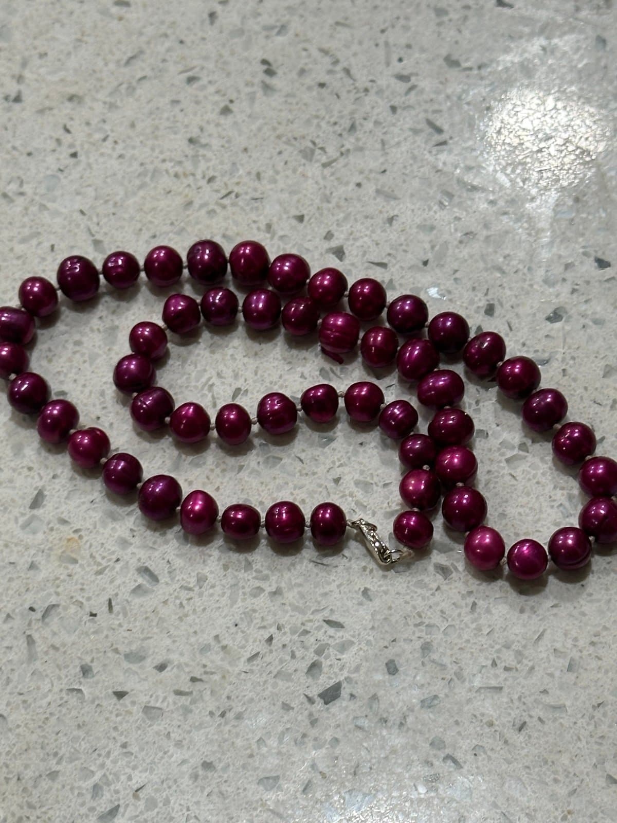 Natural south sea genuine red purple round pearl necklace - Thumbnail 5