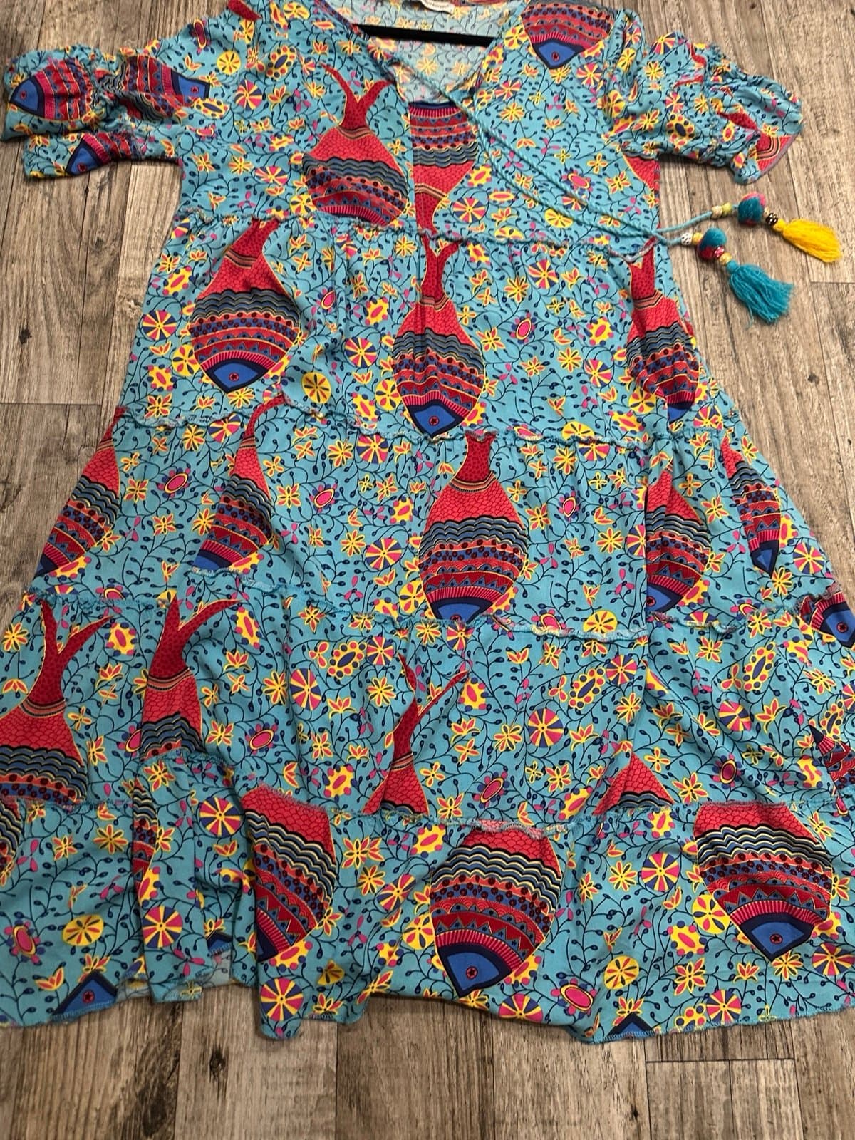 Beautiful Boho style mandala dress with tassels - Thumbnail 8