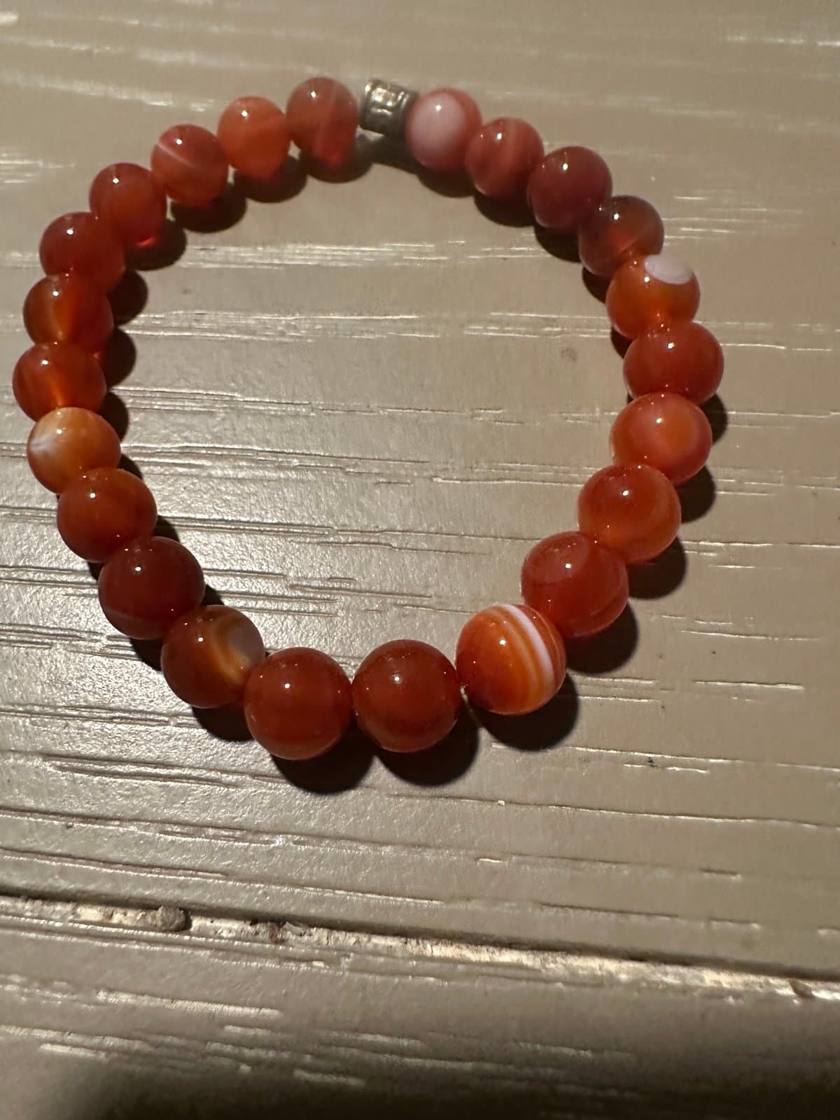 Red Stripe Agate Beaded Bracelet - Thumbnail 4