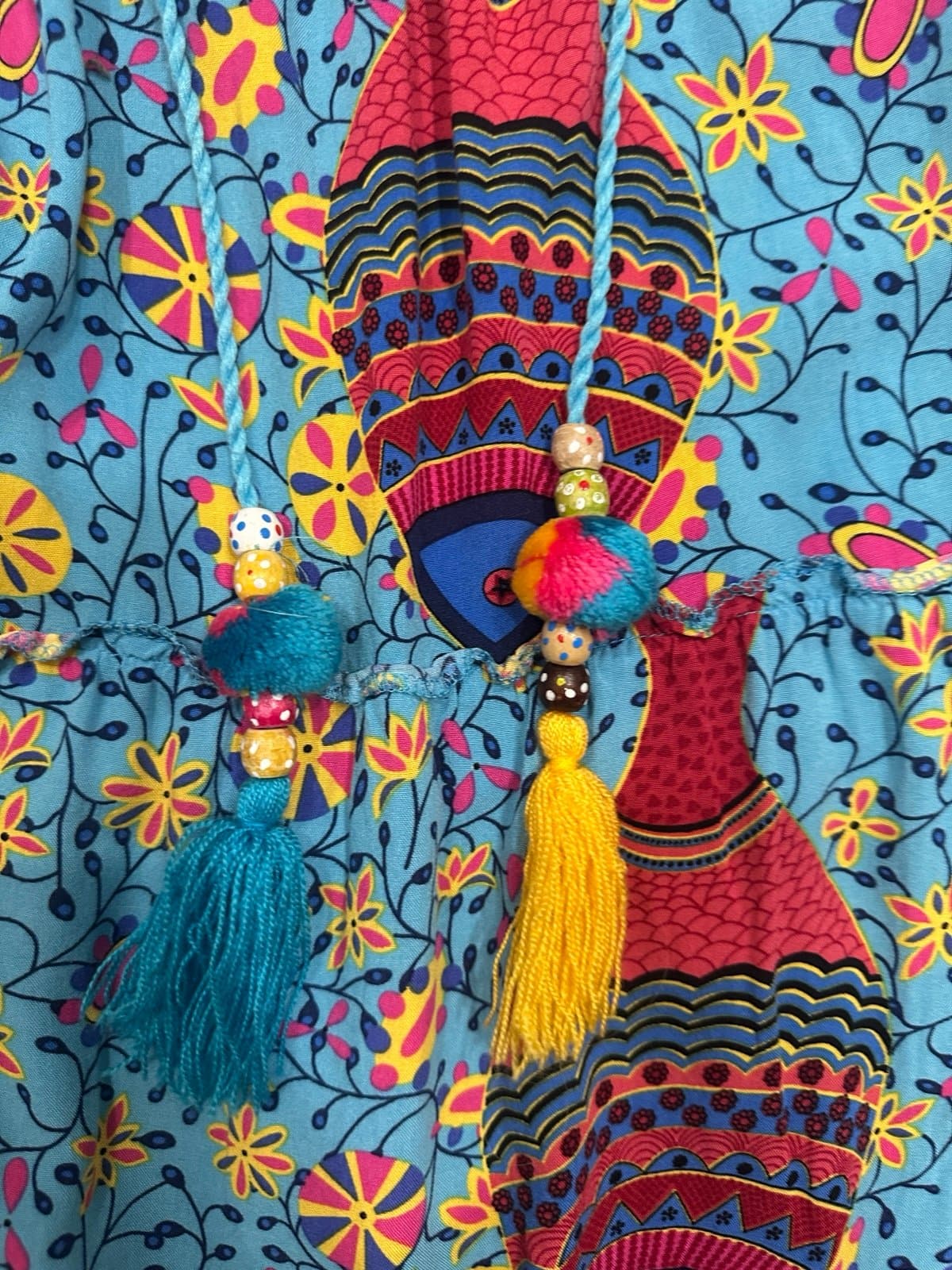 Beautiful Boho style mandala dress with tassels - Thumbnail 4