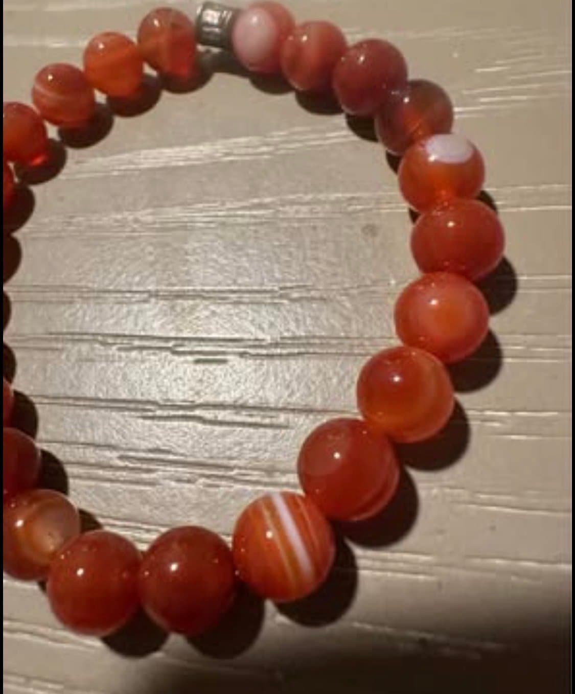 Red Stripe Agate Beaded Bracelet - Thumbnail 3